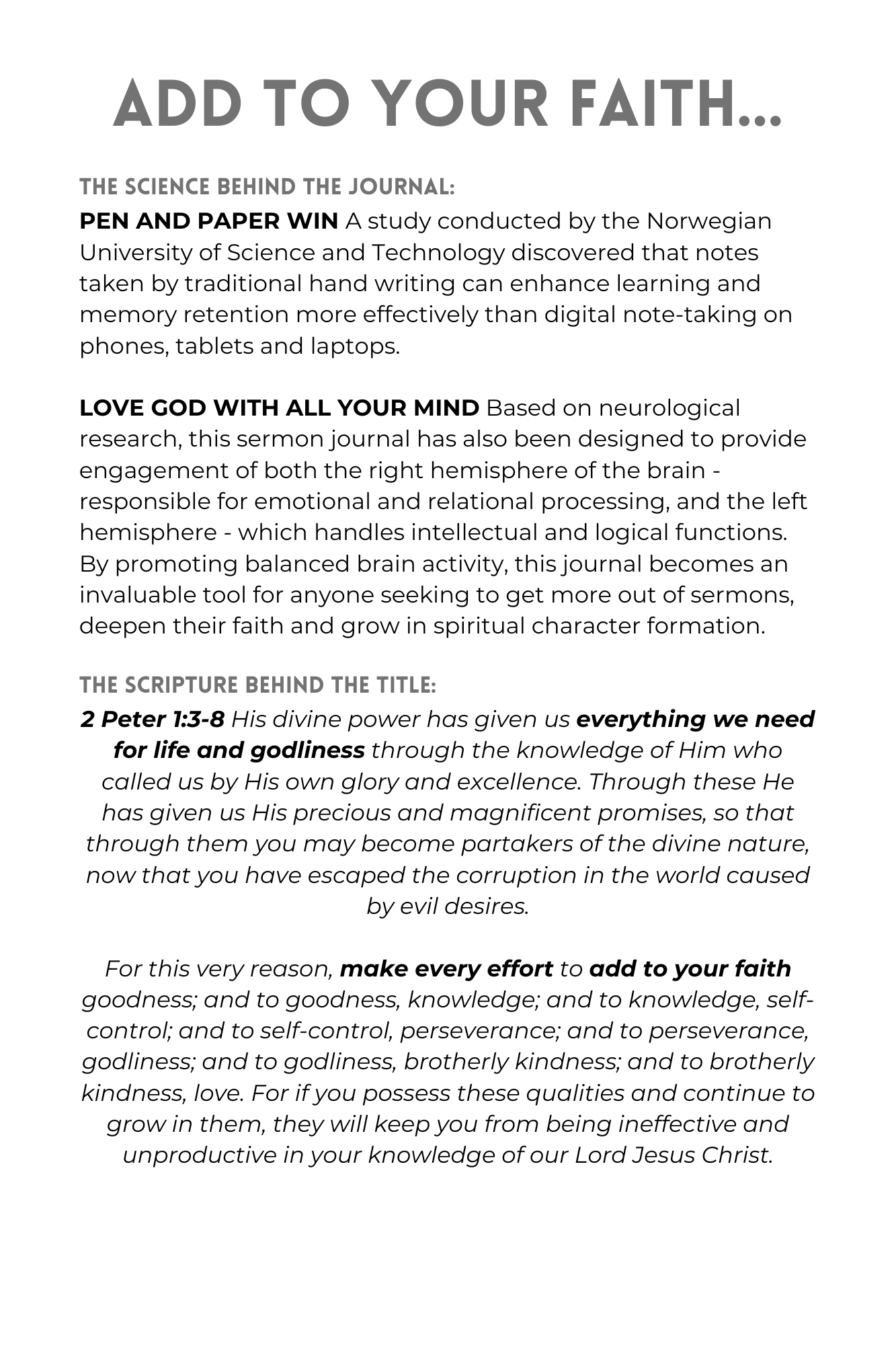 Add to Your Faith - Church Notes Journal